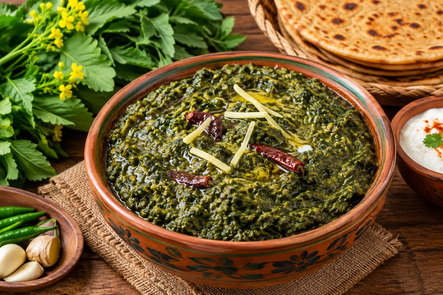 Traditional Pakistani Sarson aur Bathua ka Desi Saag